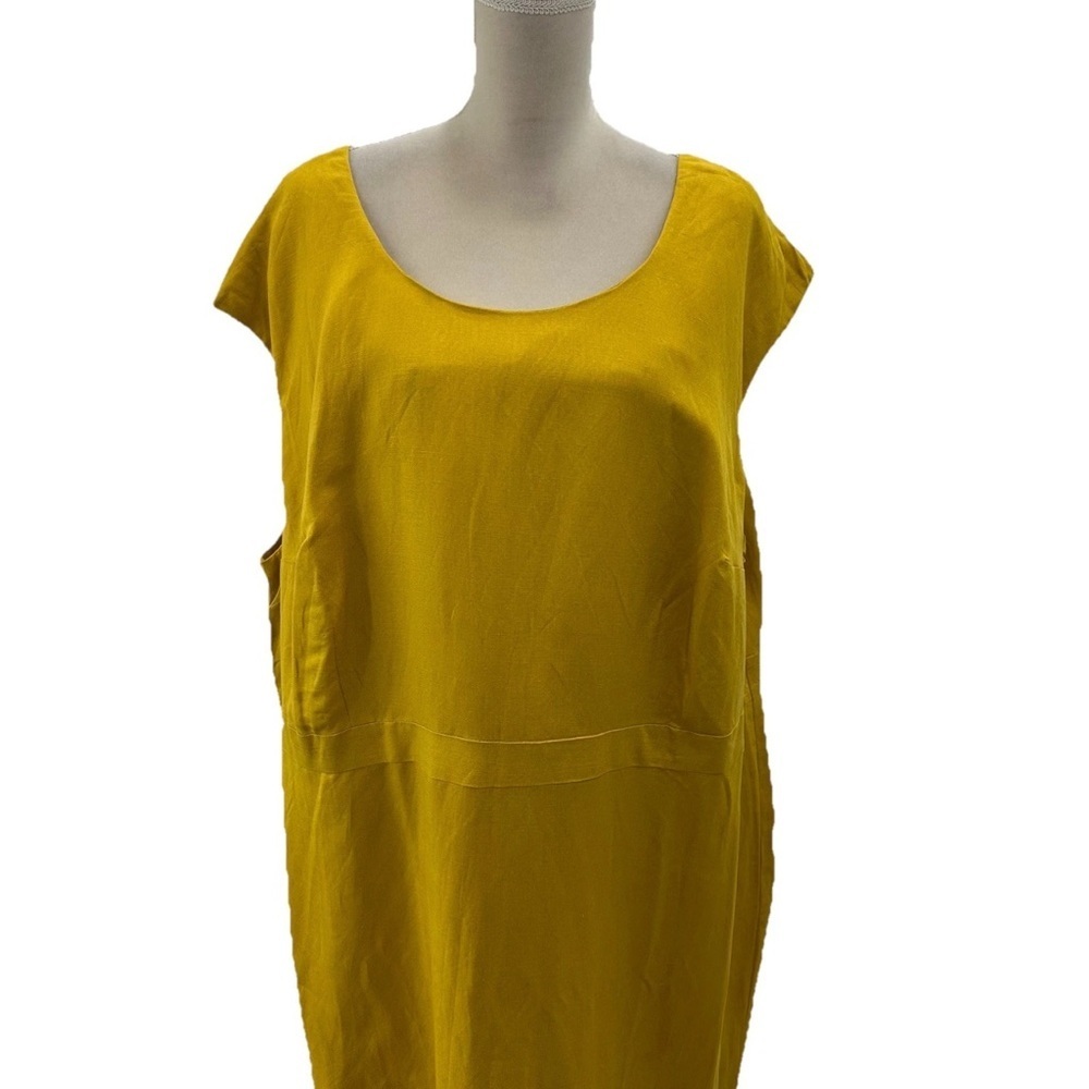 Jessica London Plus Size Linen Blend Lined Sheath Dress Size 30 Khaki Sleeveless
